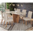 Ver imagem 1 de Conjunto Sala Jantar Vértice 160cm Canto Reto com Vidro + 6 Cadeiras Vita Bege/Nature/Off White