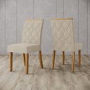 Ver mais imagens de Conjunto Sala Jantar Vértice 160cm Canto Reto com Vidro + 6 Cadeiras Vita Bege/Nature/Off White