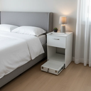 Ver mais imagens de Mesa de Cabeceira Gaveta Comum e Gaveta Secreta com Fechadura Oculta - Branco