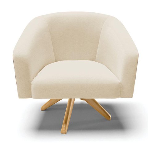 Cadeira Sala de Jantar Giratória Ma30 Stella Noz/linho D03 - D\'rossi Cor Bege