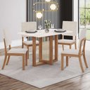 Ver imagem 1 de Conjunto Sala de Jantar 4 Lugares Retangular Tampo de MDF Natalí Cadeiras Milla Off White/Nature