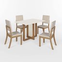 Ver imagem 2 de Conjunto Sala de Jantar 4 Lugares Retangular Tampo de MDF Natalí Cadeiras Milla Off White/Nature