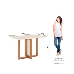 Conjunto Sala Jantar Natalí 120cm Canto Reto + 4 Cadeiras Milla - 5