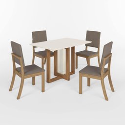 Conjunto Sala Jantar Natalí 120cm Canto Reto + 4 Cadeiras Milla - 2