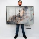 Ver imagem 2 de Quadro Decorativo Caixa Alta com Vidro Abstrato Mármore Elegance TaColado Moldura Branca 120 x 80cm