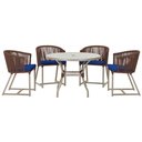 Ver imagem 1 de Mesa com 4 Cadeiras de Jantar Roma 100cm e Noronha em Aluminío Fendi Corda Nautica Estofado 10 Trama