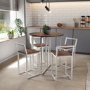 Ver imagem 1 de Conjunto Mesa Redonda 4 Cadeiras Pequena Imbuia Industrial White