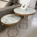 Ver imagem 1 de Mesa Lateral Redonda Trama Vidro/MDF