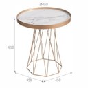 Ver imagem 3 de Mesa Lateral Redonda Trama Estrutura Metálica na Cor Dourada H610 Branco