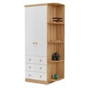 Ver imagem 2 de Guarda-Roupa Infantil 2 Portas 3 Gavetas e Prateleira Externa 100% MDF Smim Bege/Branco Brilho/Amêndoa