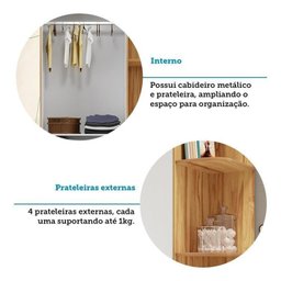 Guarda-roupa Infantil 2 Portas 3 Gavetas e Prateleira Externa 100% Mdf Smim - 11