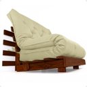 Ver imagem 2 de Sofá Cama Casal Futon Tokio D33 Madeira Maciça Cor Imbuia - Bege Claro