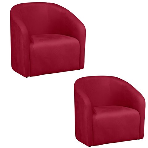 Kit 2 Poltrona Decorativa Recepção Sala de Estar Lara Veludo Cor:vermelho