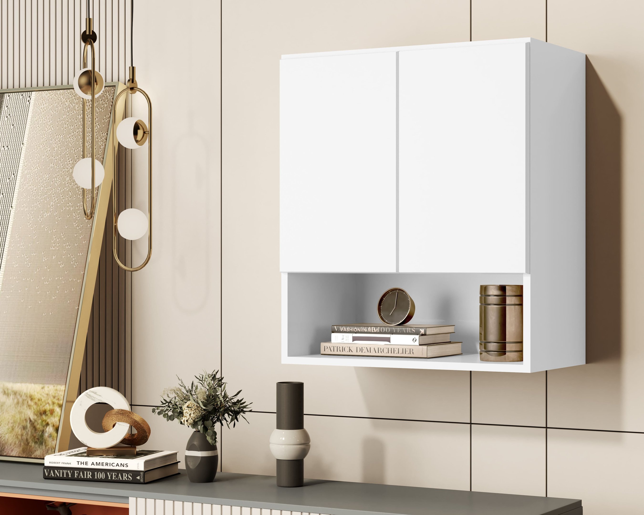 Armario Aéreo Organizador Multiuso Quarto Sala Bela 2 Portas:Branco ...