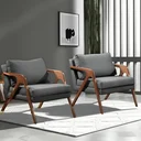 Ver imagem 2 de Kit 02 Poltronas Decorativa Mona Luxo Base de Madeira Maciça Sala Recepção Veludo Grafite do Lar Móv