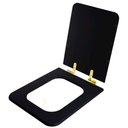 Ver imagem 2 de Assento Sanitário Poliester Soft Close Square Preto para Vaso Incepa com Ferragem Dourada