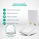 Ver imagem 5 de Assento Sanitário Poliester Soft Close Square Preto para Vaso Incepa com Ferragem Dourada