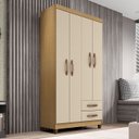 Ver imagem 2 de Guarda Roupa 4 Portas Porto Belo com Multiuso e Cômoda 5 Gavetas Carvalho Off White Clique Chique