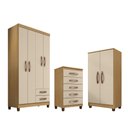 Ver imagem 1 de Guarda Roupa 4 Portas Porto Belo com Multiuso e Cômoda 5 Gavetas Carvalho Off White Clique Chique