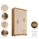 Ver imagem 2 de Guarda Roupa 4 Portas com Multiuso 2 Portas e Comoda 5 Gavetas Carvalho Off White Clique Chique