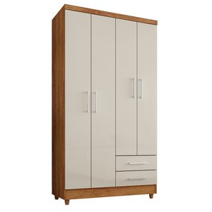 Guarda Roupa Solteiro Madri 4 Portas 2 Gavetas Cedro Areia - Saga Decor