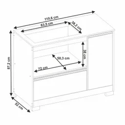 Balcão Cooktop Nt 3050 Branco com Granito - Notável - 4