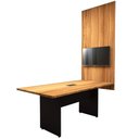 Ver imagem 3 de Mesa Reunião Escritório 1,80m c/ Caixa Tomada e Painel TV F5 Cor:Freijó com Preto