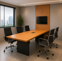 Ver imagem 1 de Mesa Reunião Escritório 1,80m c/ Caixa Tomada e Painel TV F5 Cor:Freijó com Preto