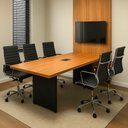 Ver imagem 2 de Mesa Reunião Escritório 1,80m c/ Caixa Tomada e Painel TV F5 Cor:Freijó com Preto