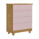 Ver imagem 1 de Cômoda Lara Compacta Moderna 4 Gavetas em Mdf Alta Qualidade:nature/rosa