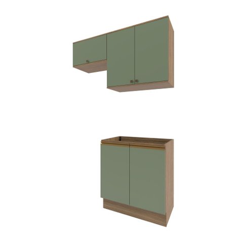 Lavanderia Modulada Kappesberg Celeste 3 Peças Nogueira/verde 140cm