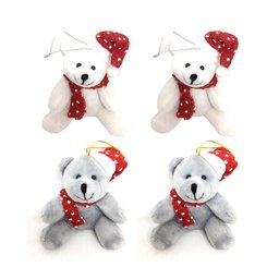 Kit Ursinho Pelúcia Natal com Gorrinho 15cm 4 Unidades - Master Christmas - 1 Kit Ursinho Pelúcia Natal com Gorrinho 15cm 4 Unidades - Master Christmas - 1