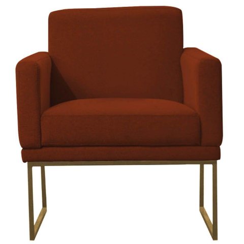 Poltrona Decorativa Juliette Suede Com Armação Dourada Metal