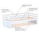 Ver imagem 3 de Cama Solteiro Eco com Grade de Proteção Madeira Maciça Branco Mobilistore
