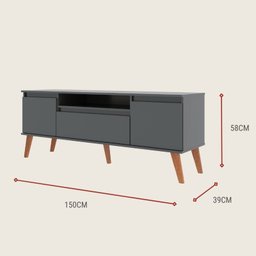 Rack para Tv 150cm Retro Mdf Grafite Dallas - On Móveis - 3