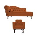 Ver imagem 3 de Kit Diva Recamier Juliana 160cm Lado Direito e 01 Poltrona Classic Suede Terracota - Amarena Móveis