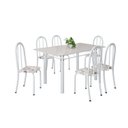 Ver imagem 2 de Conjunto de Mesa Tubular 140cm x 75cm Tampo em Vidro com 6 Cadeiras Iris B Bege/Branco