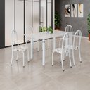 Ver imagem 1 de Conjunto de Mesa Tubular 140cm x 75cm Tampo em Vidro com 6 Cadeiras Iris B Bege/Branco