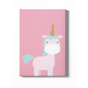 Quadro Decorativo Infantil - Pônei Encantado com Fundo Rosa