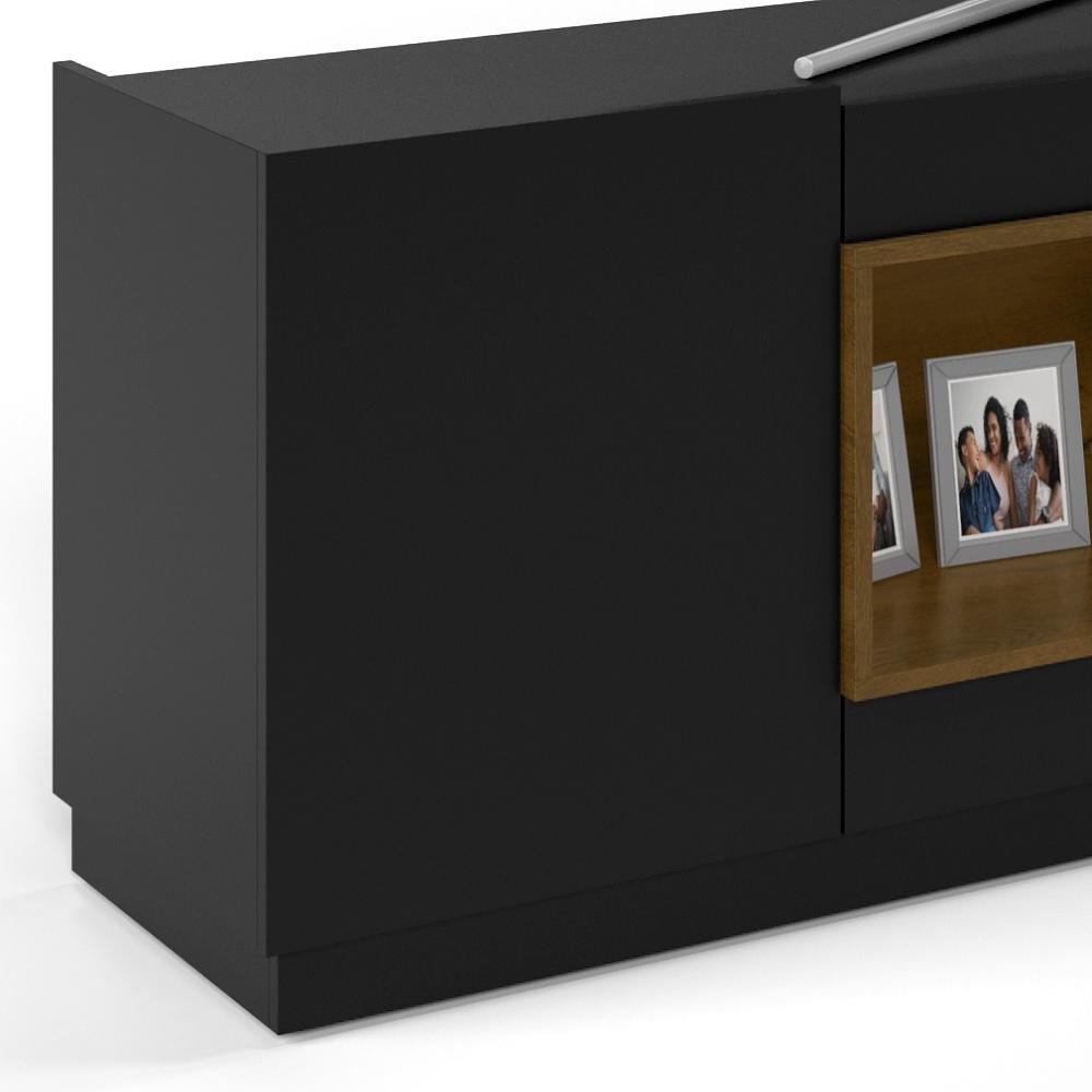 Rack para Tv até 75 Polegadas 1 Porta Qatar 180cm CorPreto MadeiraMadeira