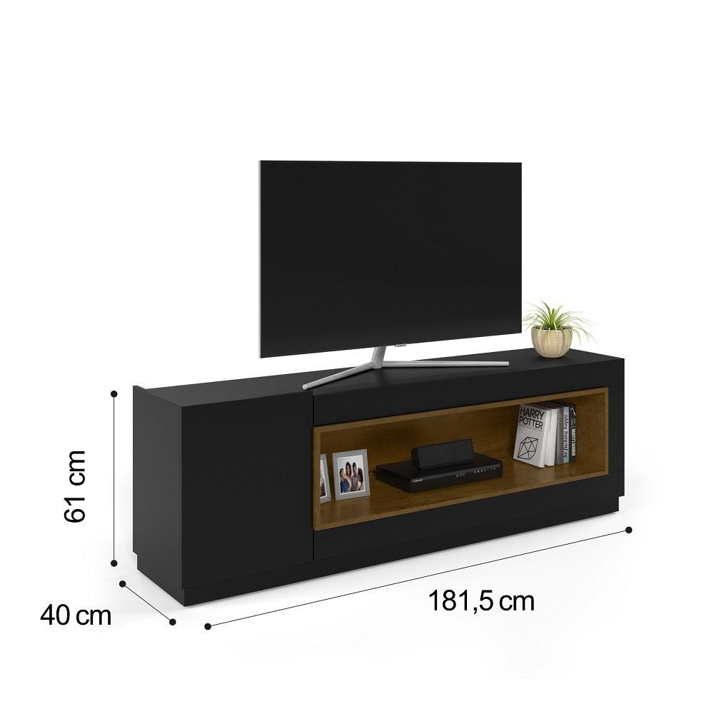 Rack para Tv até 75 Polegadas 1 Porta Qatar 180cm CorPreto MadeiraMadeira