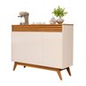Balcão Aparador Buffet Florence Ripado Mdf 3 Porta Pé Palito:off White/nature - 2