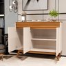 Balcão Aparador Buffet Florence Ripado Mdf 3 Porta Pé Palito:off White/nature - 3