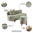 Ver imagem 3 de Conjunto Sofá Curvo Orgânico + 01 Puff Luna Boucle Verde Menta - Montanaris Decor