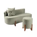 Ver imagem 2 de Conjunto Sofá Curvo Orgânico + 01 Puff Luna Boucle Verde Menta - Montanaris Decor