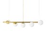 Lustre Pendente Figo Ouro - 5 Globos Esfera de Vidro Branco - 5