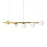 Lustre Pendente Figo Ouro - 5 Globos Esfera de Vidro Branco - 1