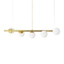 Ver imagem 1 de Lustre Pendente Figo Ouro - 5 Globos Esfera de Vidro Branco