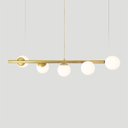 Ver imagem 2 de Lustre Pendente Figo Ouro - 5 Globos Esfera de Vidro Branco