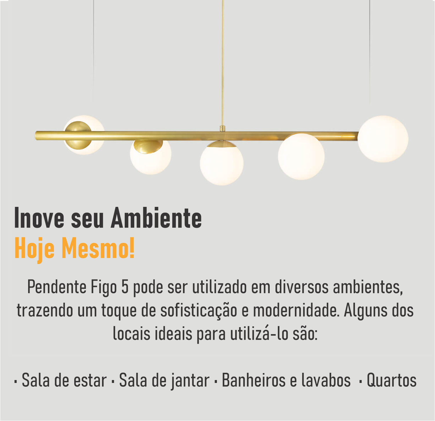 Lustre Pendente Figo Ouro - 5 Globos Esfera de Vidro Branco - 8